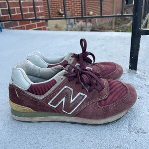 New Balance Burgundy Lace-Up Classic 574 Sneaker